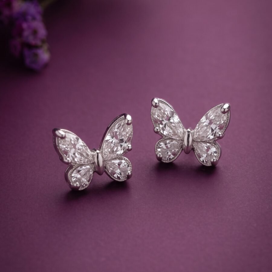 925 Silver Open Butterfly Pendant Set