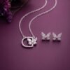 925 Silver Open Butterfly Pendant Set