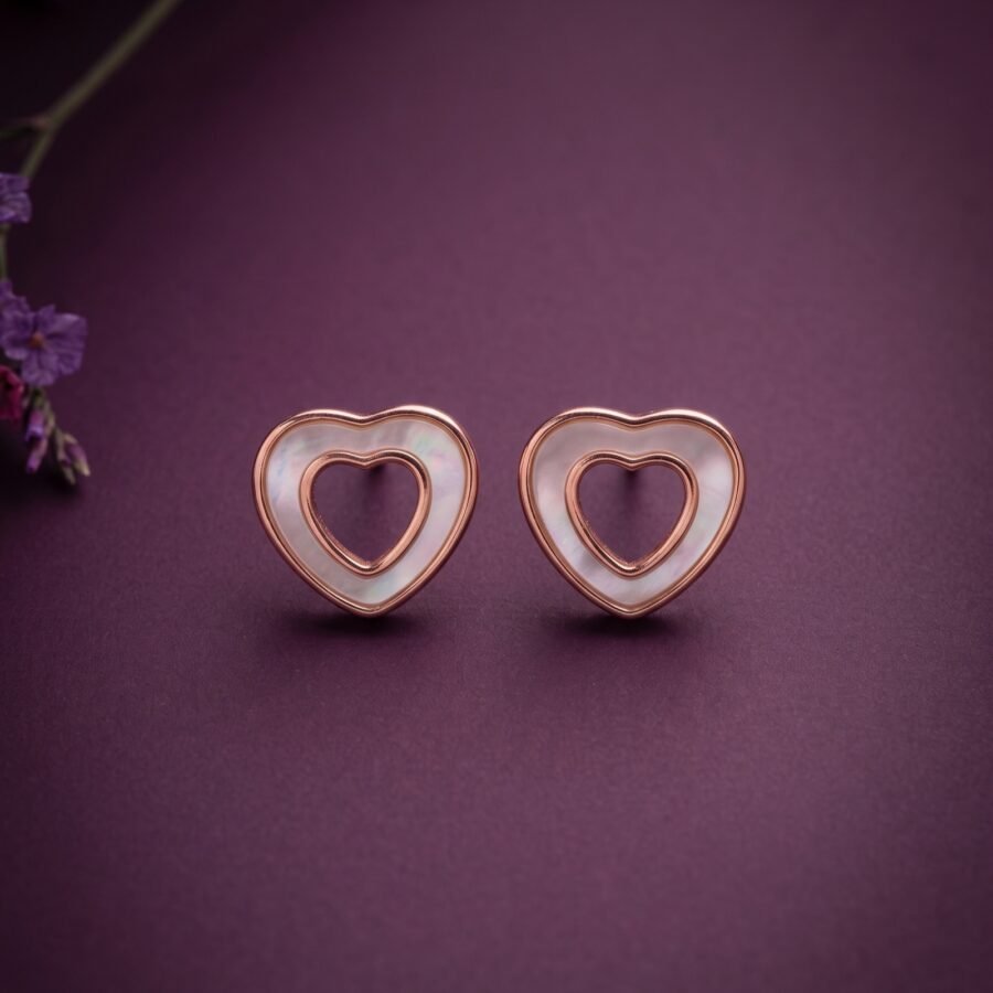 925 Silver Rose Heart Mother of Pearl Pendant Set