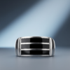 925 Silver Triple Onyx Stripe Signet Ring