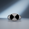 925 Silver Double Onyx Oval Signet Ring
