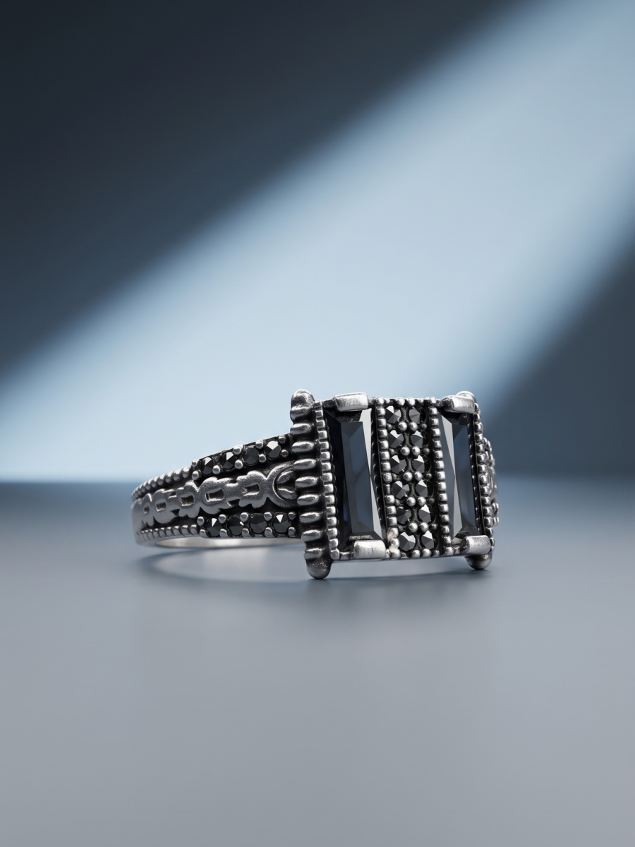 925 Silver Textured Square Signet Ring