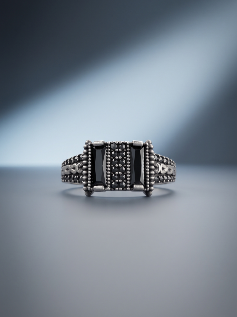 925 Silver Textured Square Signet Ring