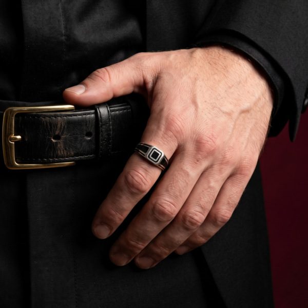 925 Silver Square Onyx Signet Ring