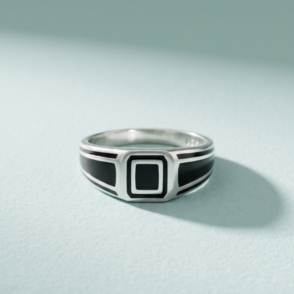 925 Silver Square Onyx Signet Ring