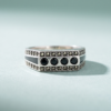 925 Silver Black Stone Marcasite Band Ring