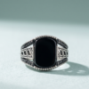 925 Silver Onyx Greek Key Signet Ring