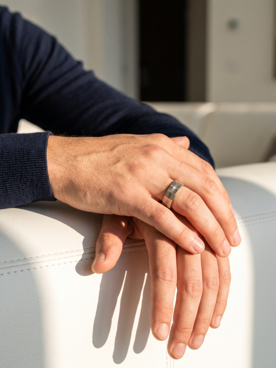 925 Silver Brushed Flat Wide Band Ring