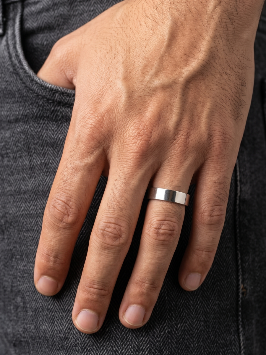 925 Silver Plain Flat Square Signet Ring