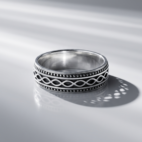 925 Silver Woven Rope Band Ring