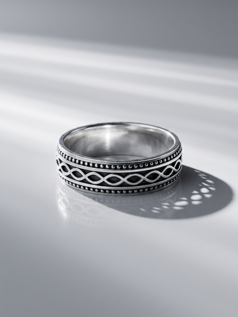 925 Silver Woven Rope Band Ring