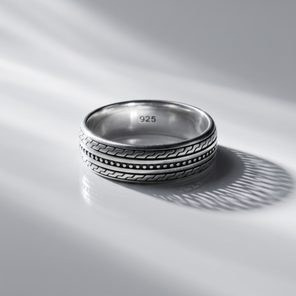925 Silver Oxidised Chain Link Band Ring