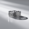 925 Silver Black CZ Beaded Wide Band Ring