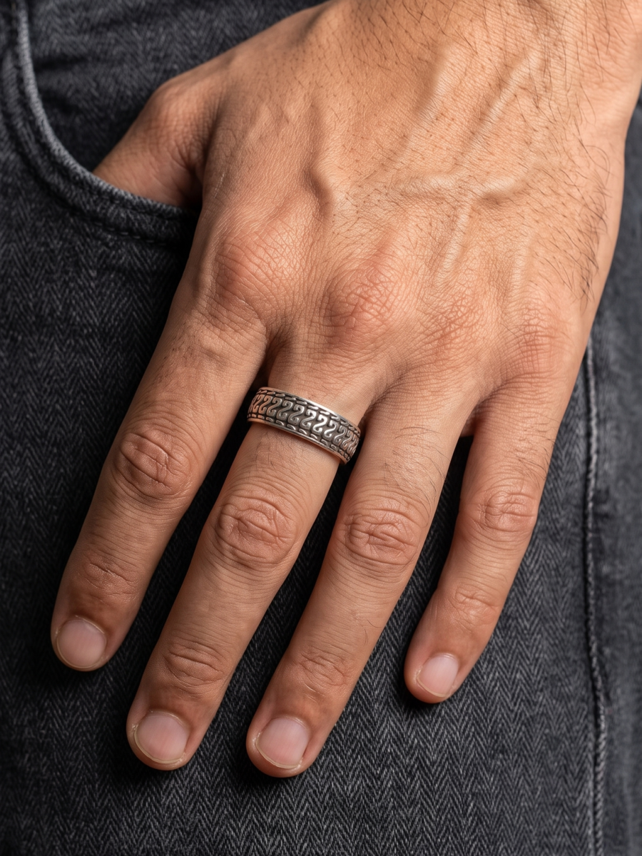 925 Silver Wave Link Band Ring
