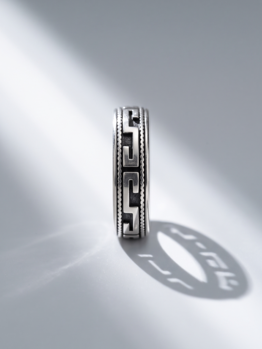 925 Silver Greek Key Band Ring