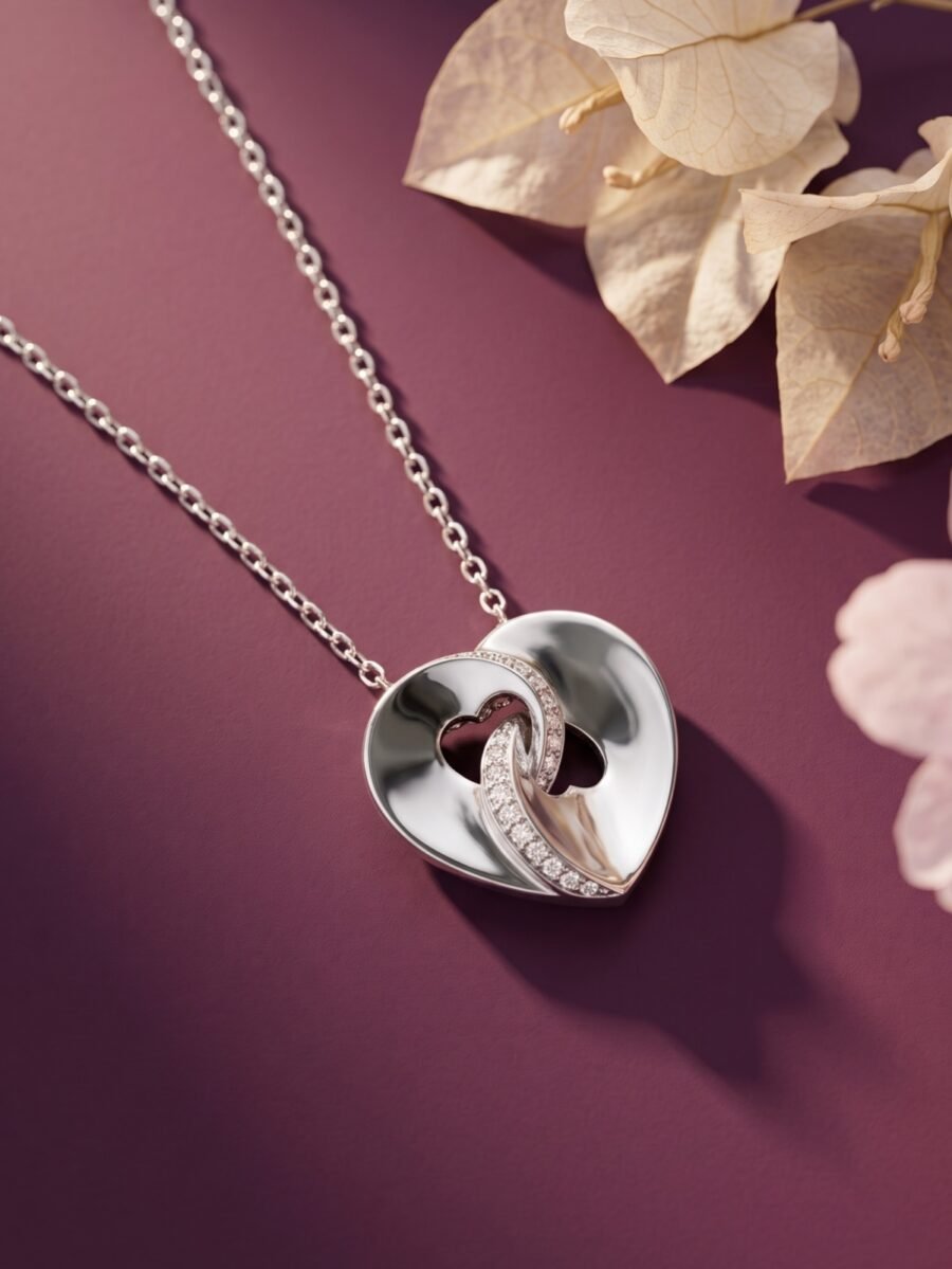 925 Silver Interlocking Heart Pendant Necklace