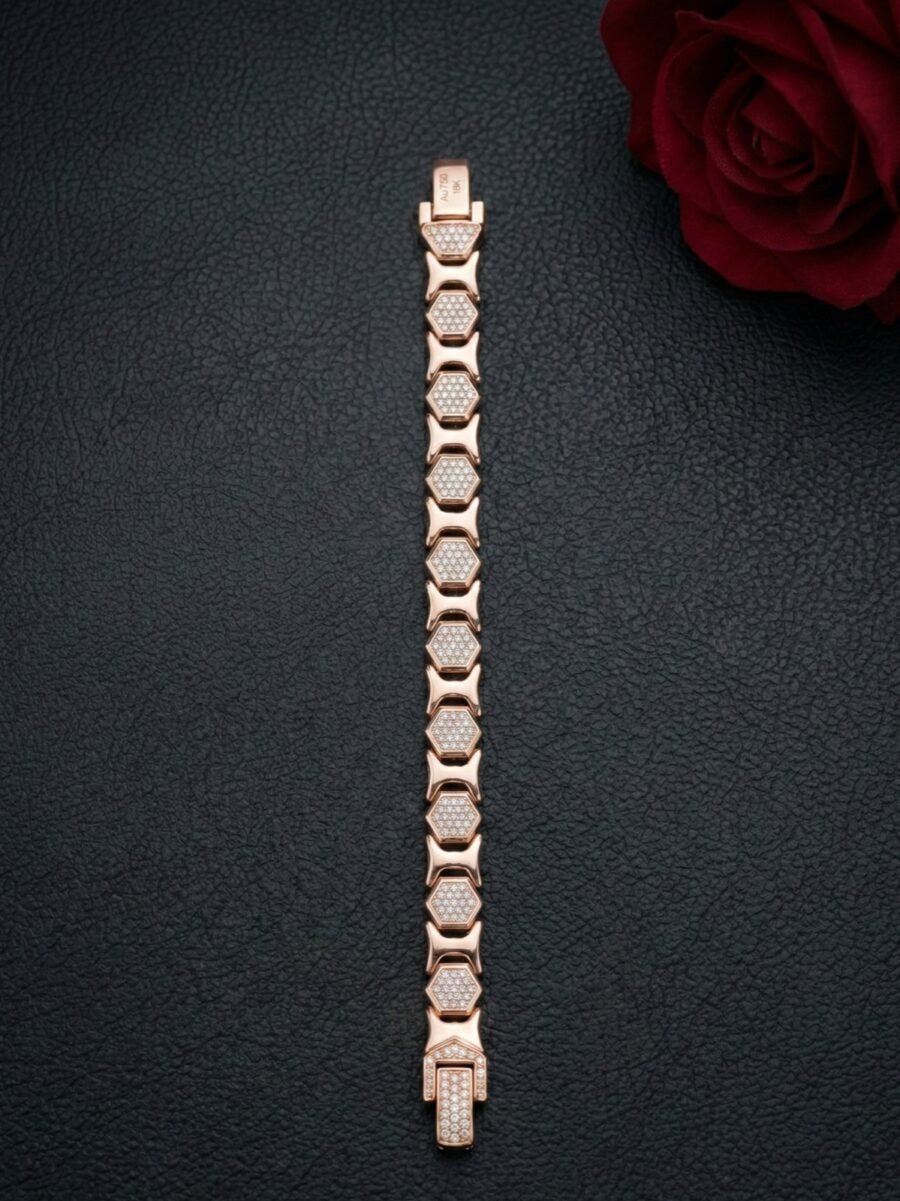 925 Silver Men’s Hexagon Link CZ Bracelet