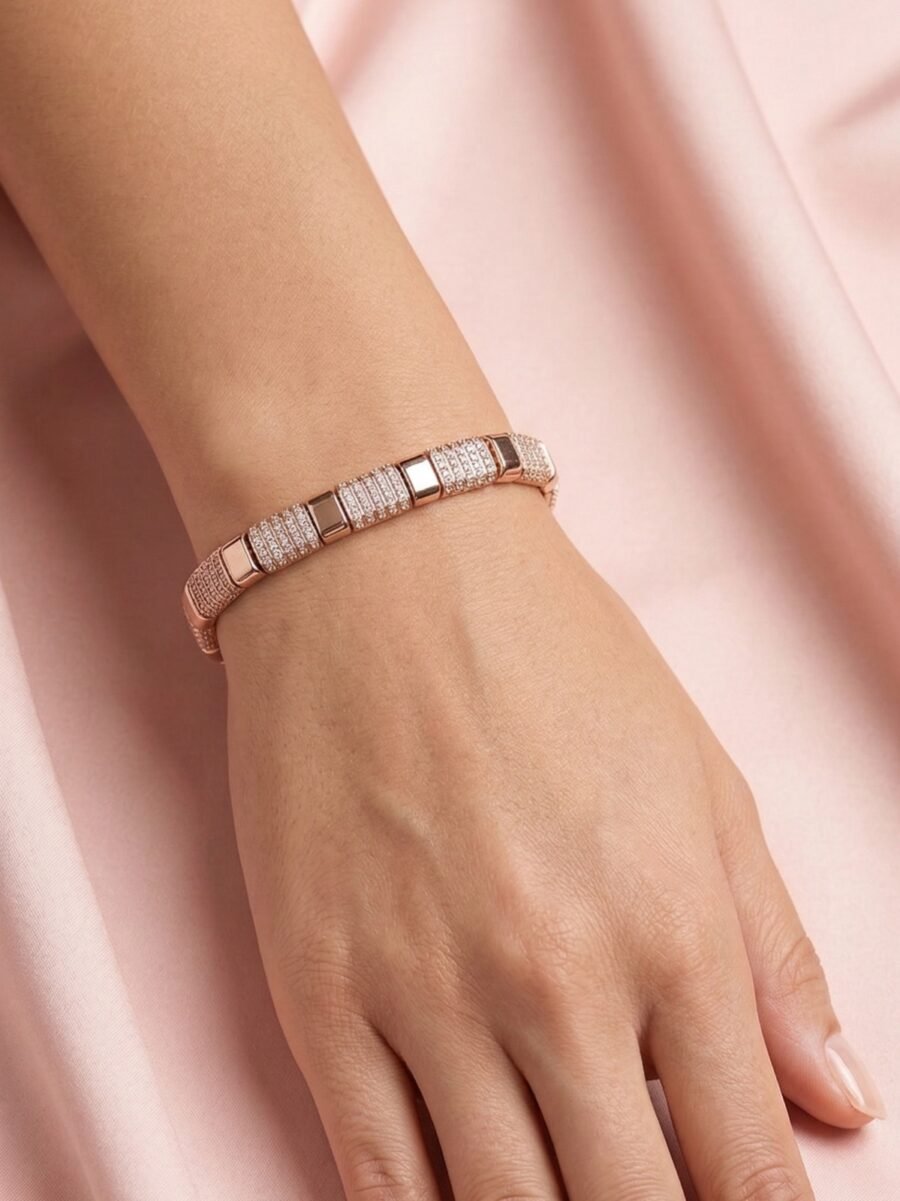 925 Silver Men’s CZ Bar Station Bracelet