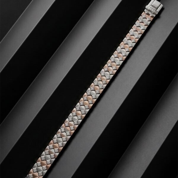 925 Silver Men's Quilted Link Bracelet
