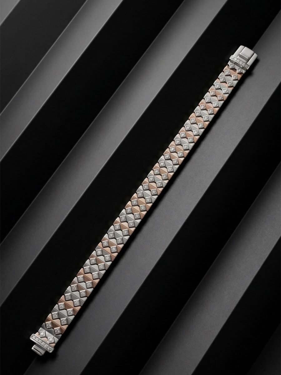 925 Silver Men’s Quilted Link Bracelet