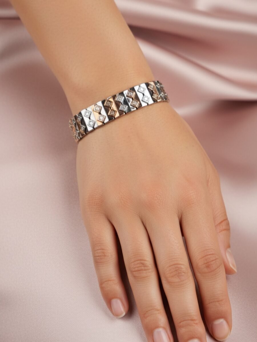 925 Silver Men’s Quilted Link Bracelet