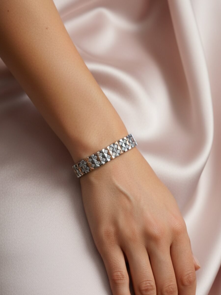 925 Silver Men’s Quilted Link Bracelet