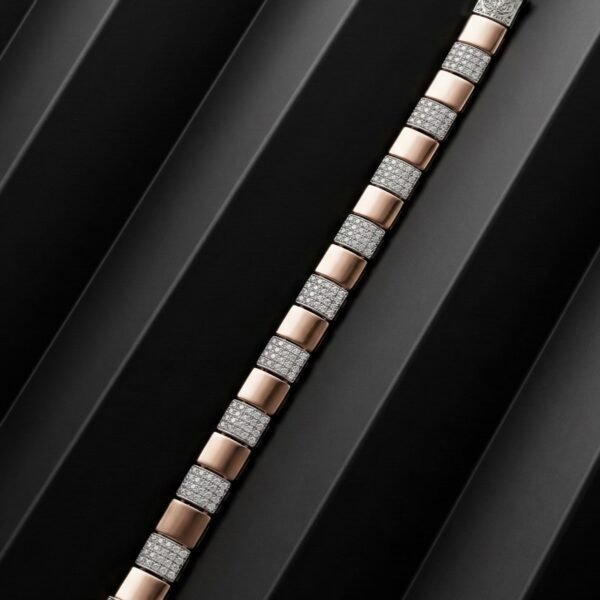 925 Silver Men's Pave Box Link Bracelet