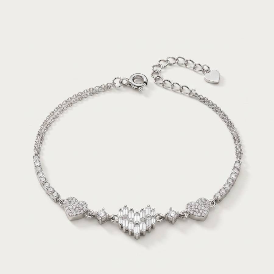 CZ Flower Cluster Slider Bracelet