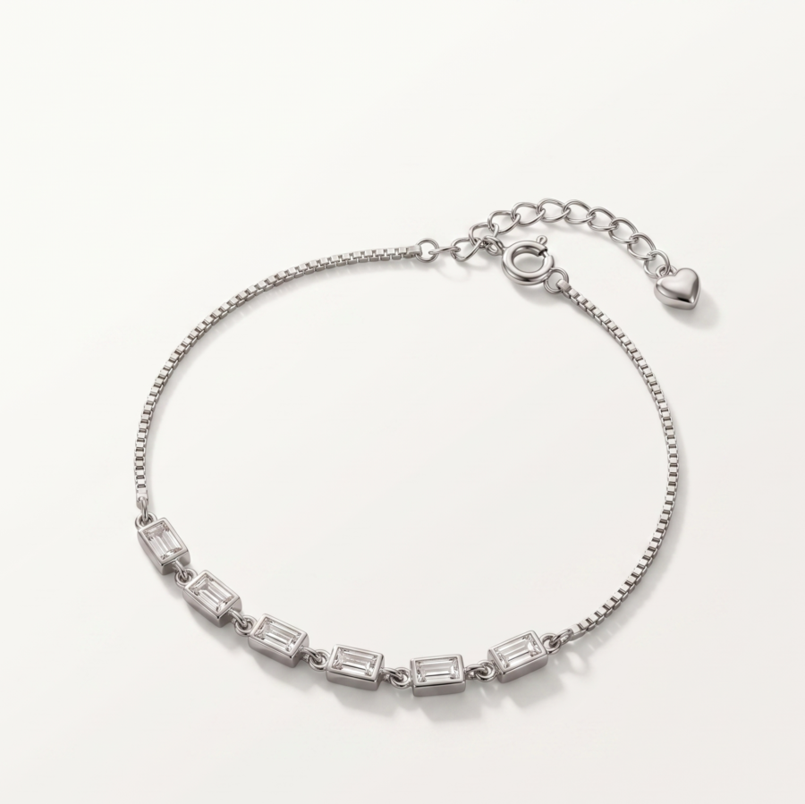 CZ and Dark Stone Tennis Bracelet