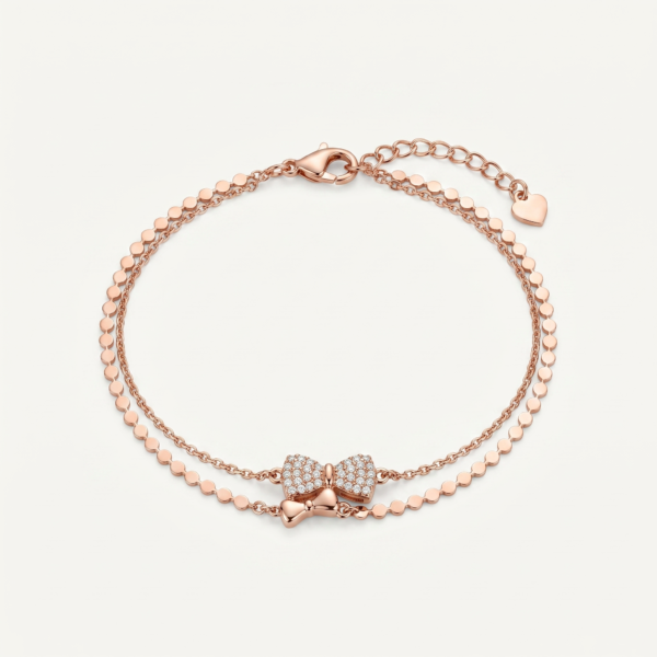 Rose Gold Station Silver Bracelet