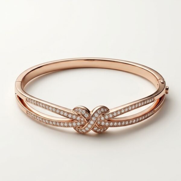 Rose Gold CZ Floral Cuff Bracelet
