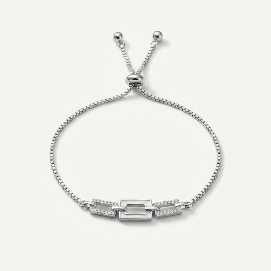 Silver Bar Link Bracelet
