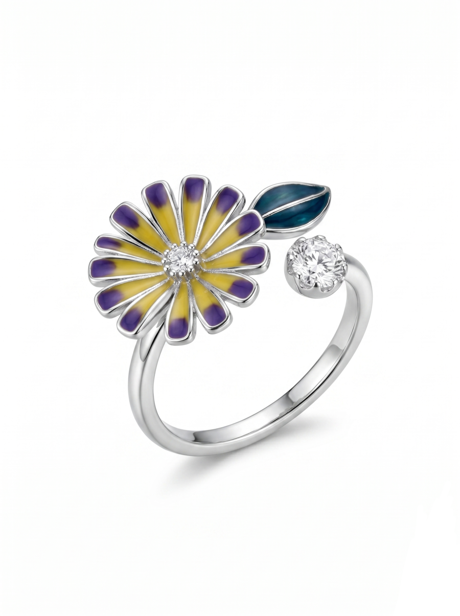 925 Silver CZ Open Cuff Ring