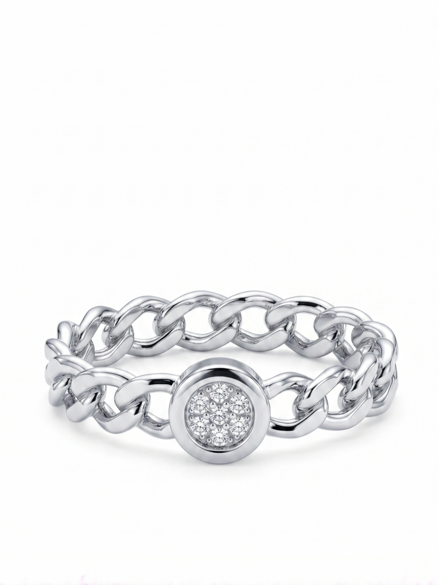 925 Silver Bold CZ Statement Ring