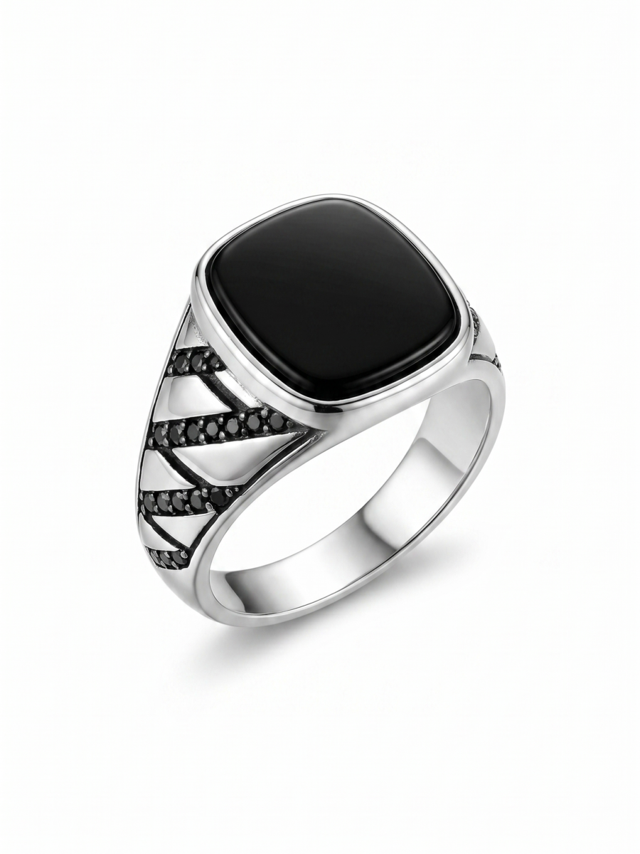 925 Silver Blue Stone Men's Ring