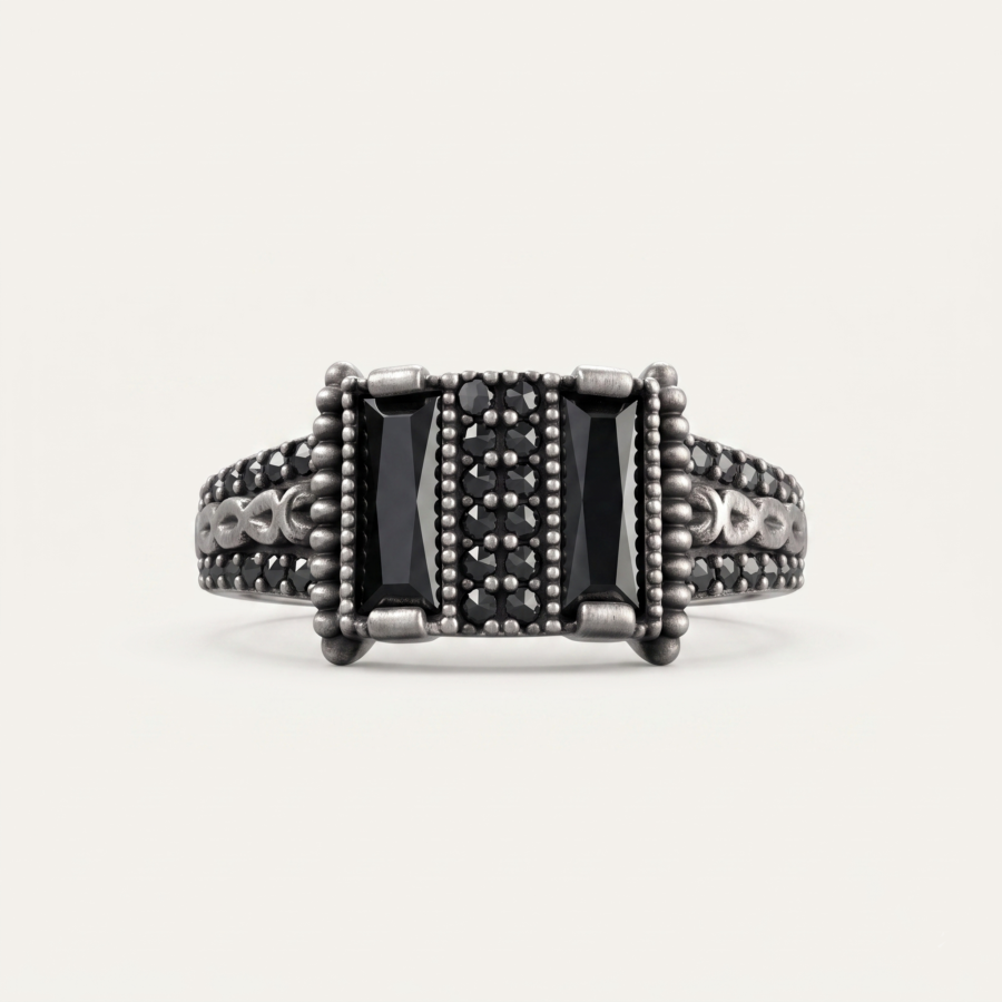 925 Silver Textured Square Signet Ring