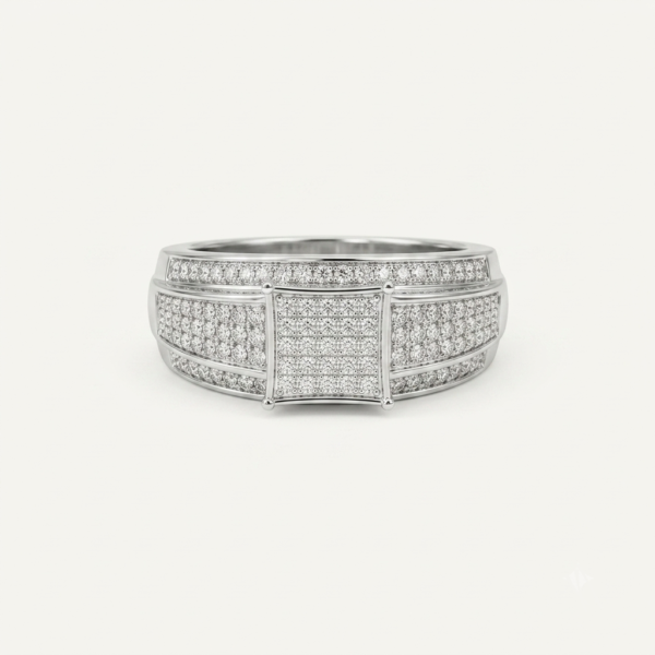 925 Silver Men's Pave Statement Ring