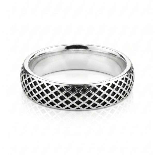 925 Silver Men's Lattice Band Ring