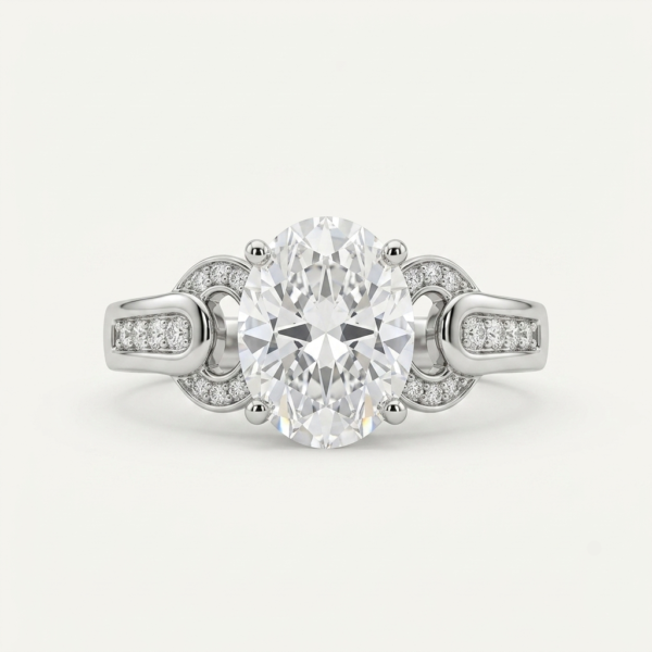 925 Silver Women's Round Halo Baguette Ring