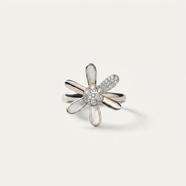 925 Silver Women's Star Flower Ring