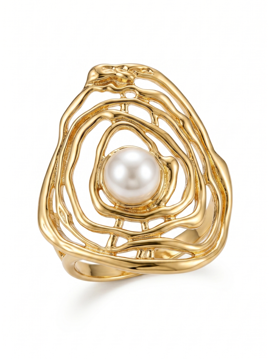 925 Silver Women's Wire Wrap Pearl Ring