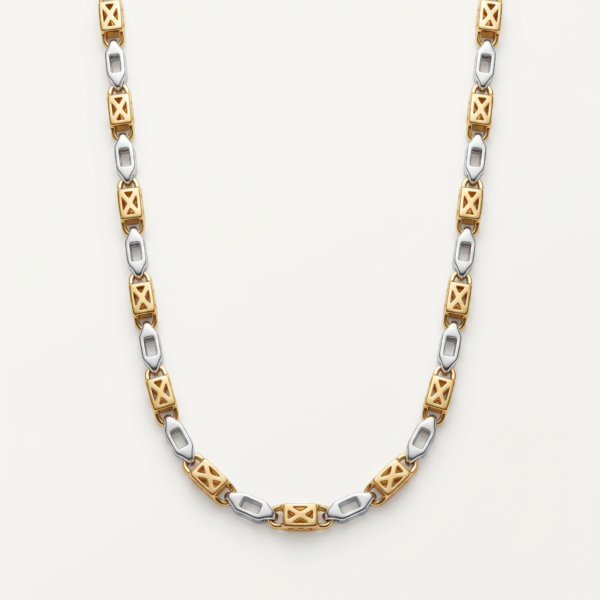 925 Silver Men's Two-Tone Link Chain