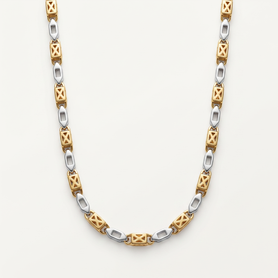 925 Silver Men's Two-Tone Link Chain