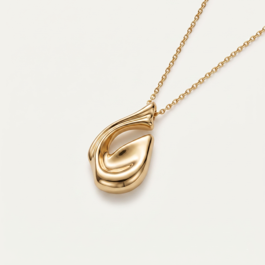 925 Silver Golden Dolphin Pendant Necklace