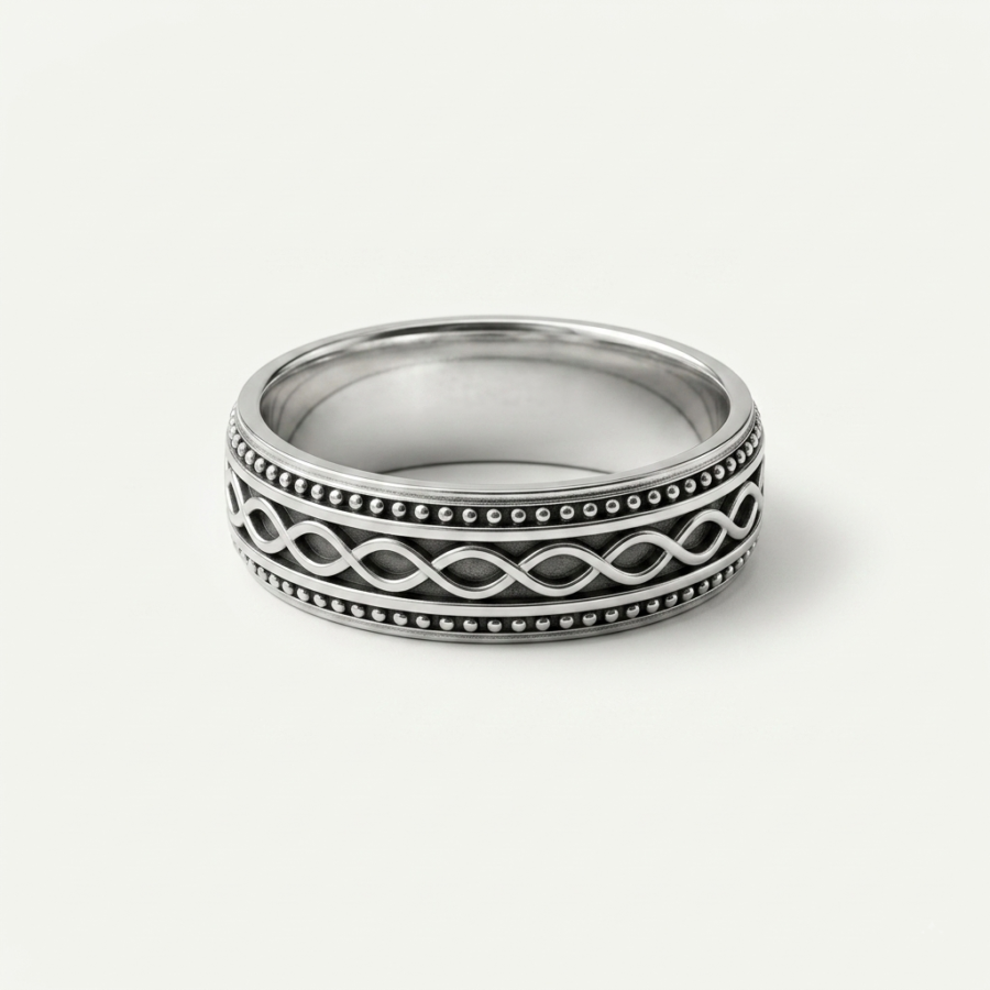 925 Silver Woven Rope Band Ring