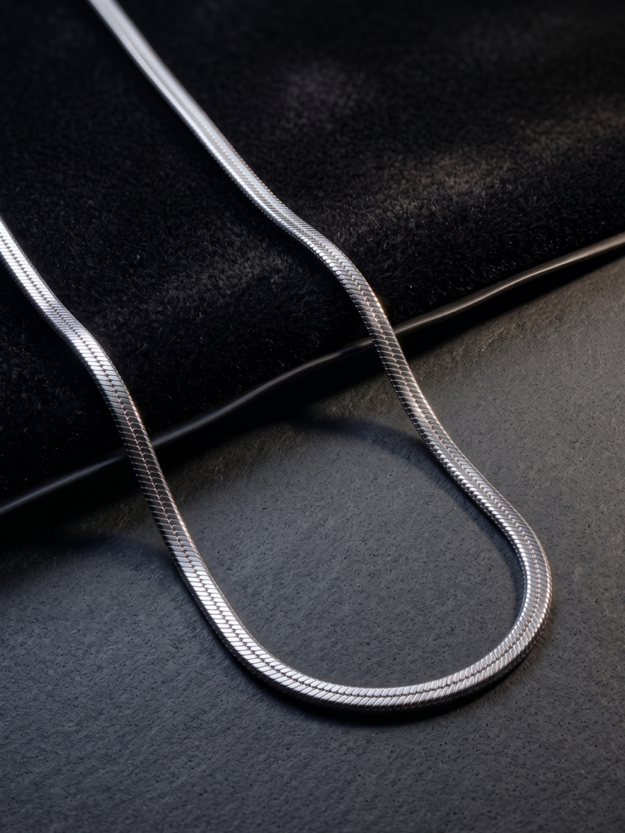 925 Silver Men's Flat Snake Chain