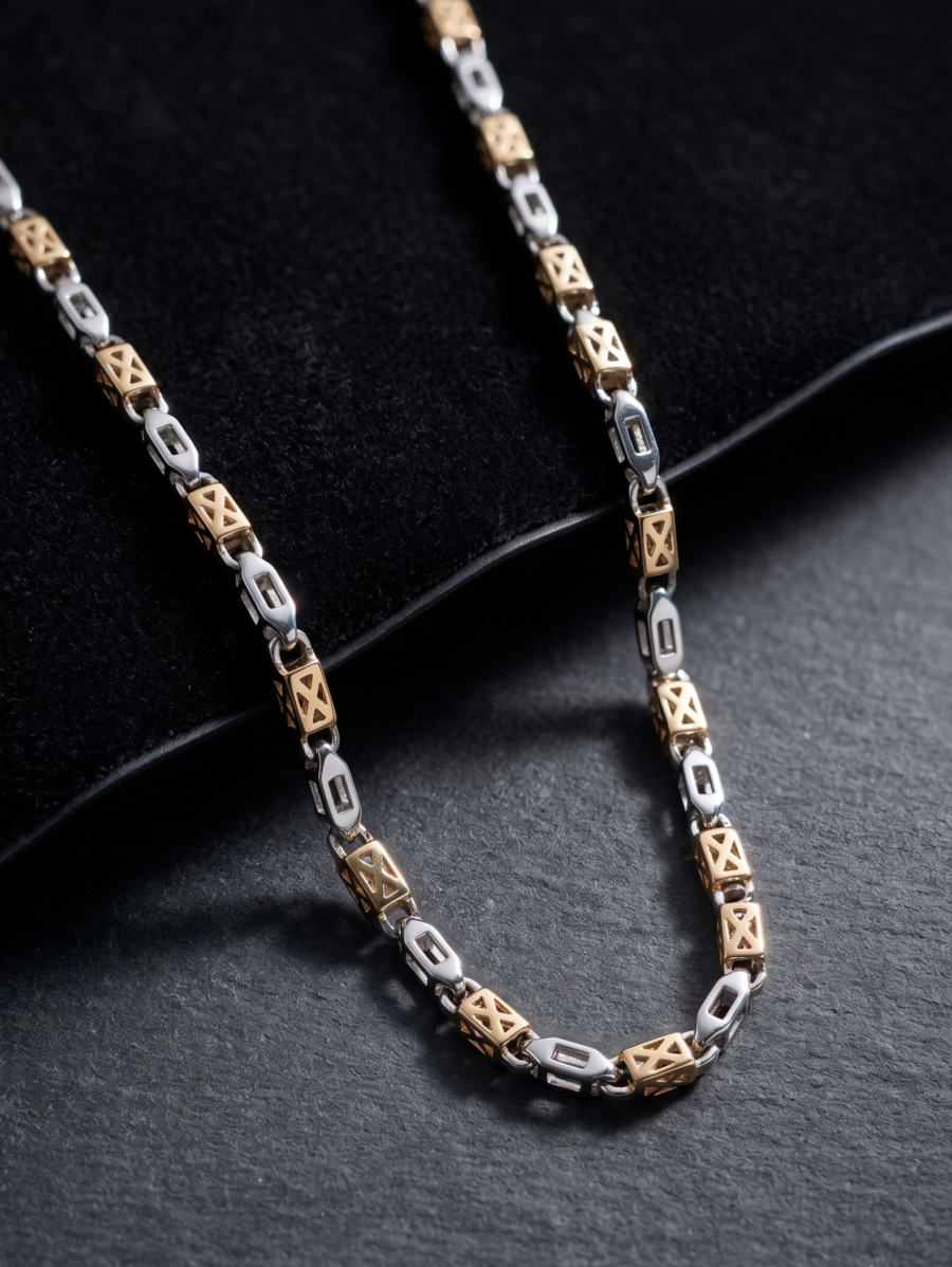 925 Silver Men's Two-Tone Link Chain