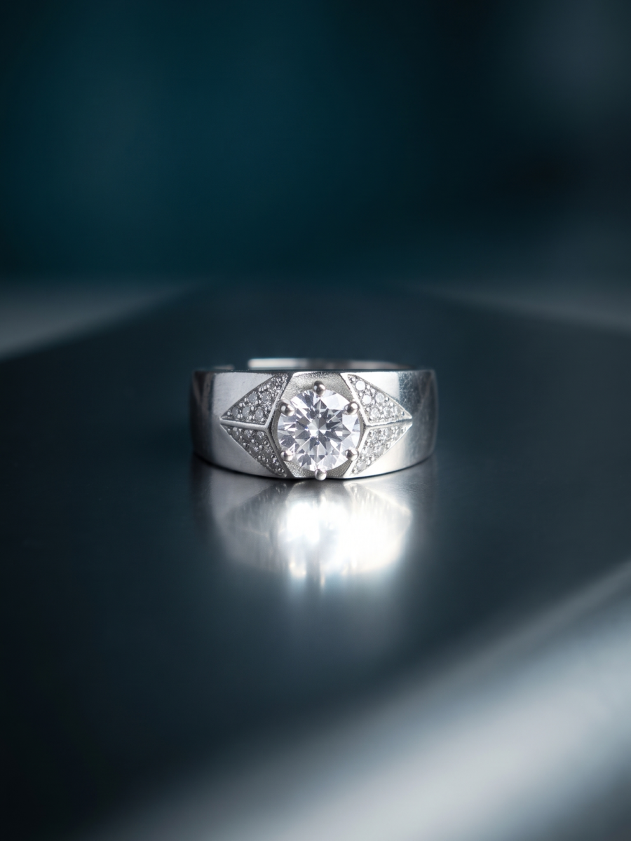 925 Silver Men's Bezel Solitaire Ring