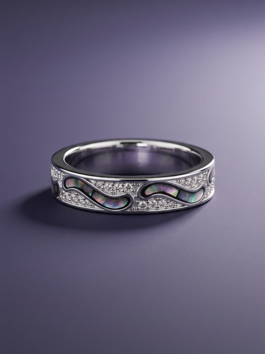 925 Silver Women's Wave Pave Band Ring