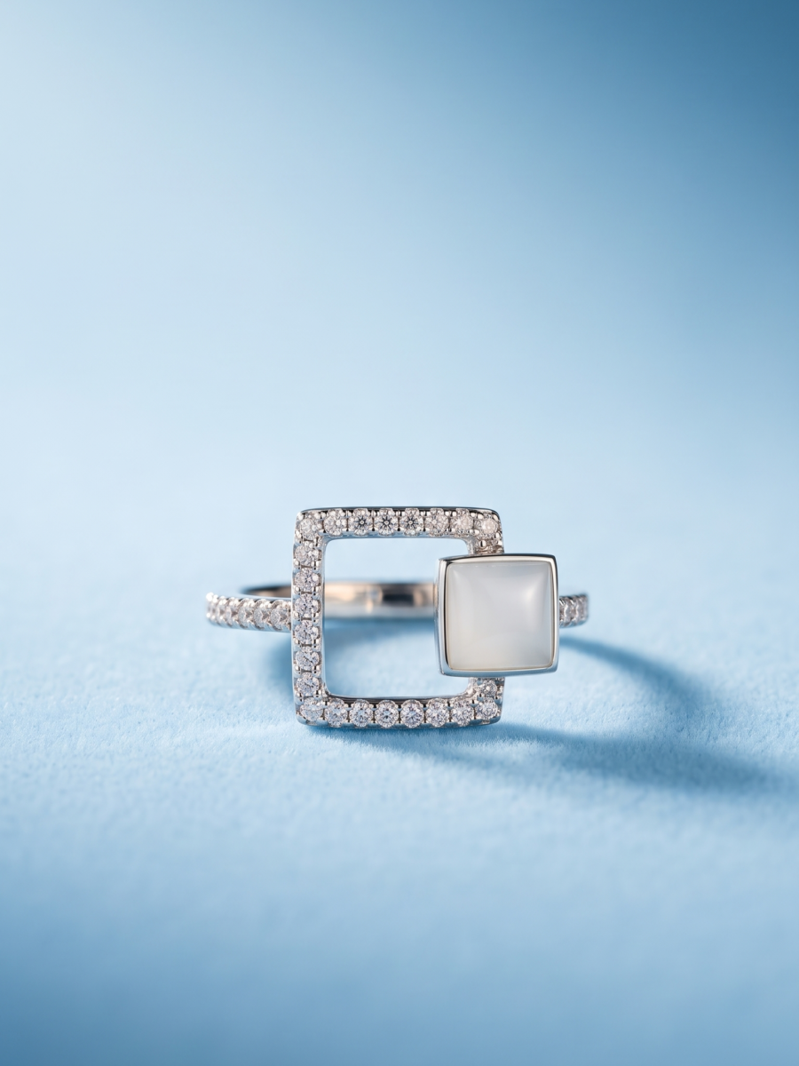 925 Silver Women's Mother of Pearl Square Ring